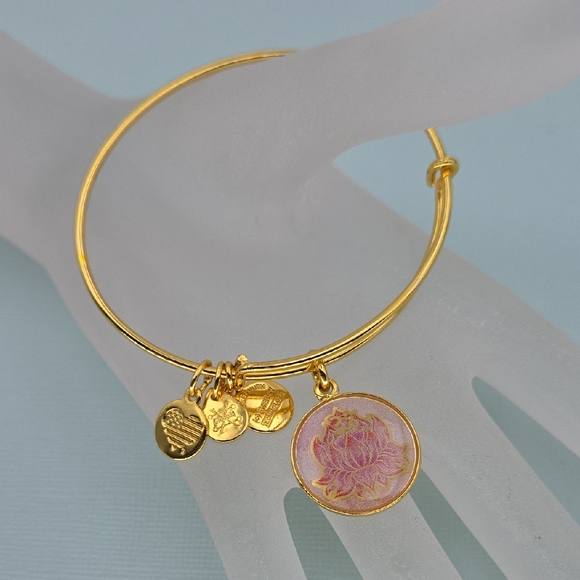 Alex and Ani "Lotus" Charm Bracelet - Picture 1 of 9